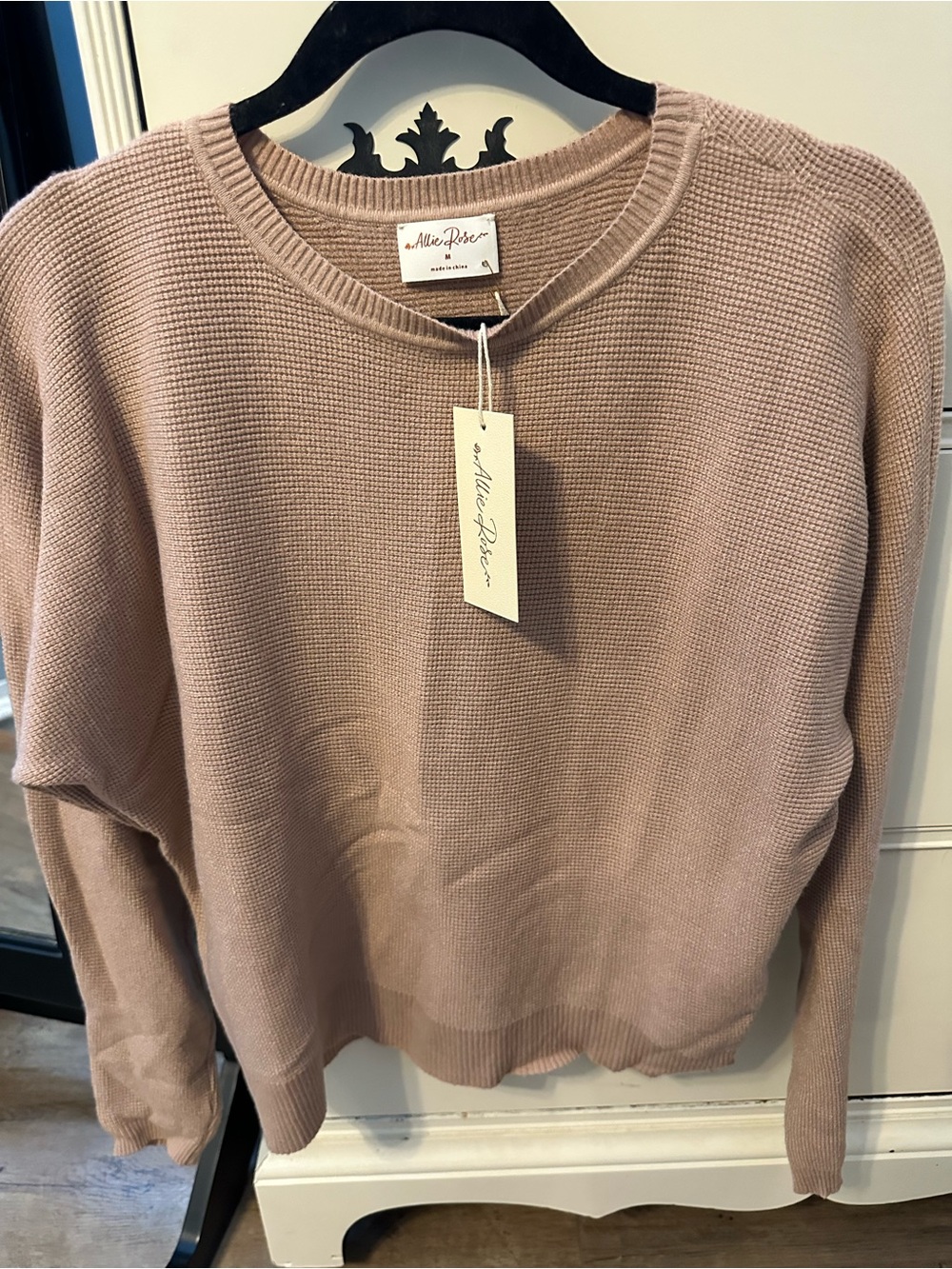 Soft Mini Waffle Texture Dolman Sleeve Sweater in Dusty Rose